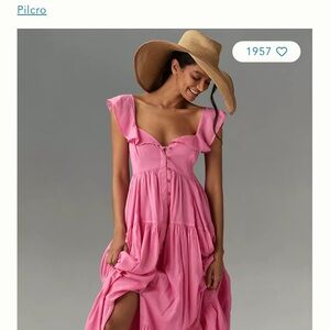 Pilcro Pink Tiered Sweetheart Sundress